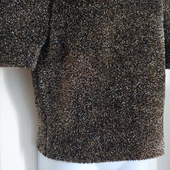 Kate Spade Womens Short Cap Sleeve Sparkly Glitter Mock Neck Top M - Picture 5 of 9